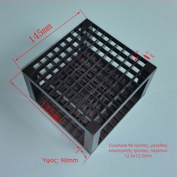 Βάση προβολής για στυλό, πλαστική κατασκευή, 96 οπές, τετράγωνος ανοιχτός σχεδιασμός, δυνατότητα εκτύπωσης λογότυπου