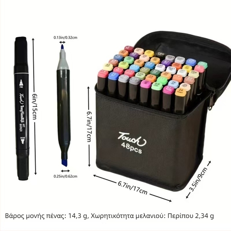 Σετ διπλών ακρών μαρκαδόρων με βάση το λάδι και την αλκοόλη για μαθητές και παιδιά