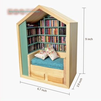 Ξύλινο διακοσμητικό Anxiety Book Room — Ξύλο πεύκου, Μοντέρνο μινιμαλιστικό στυλ