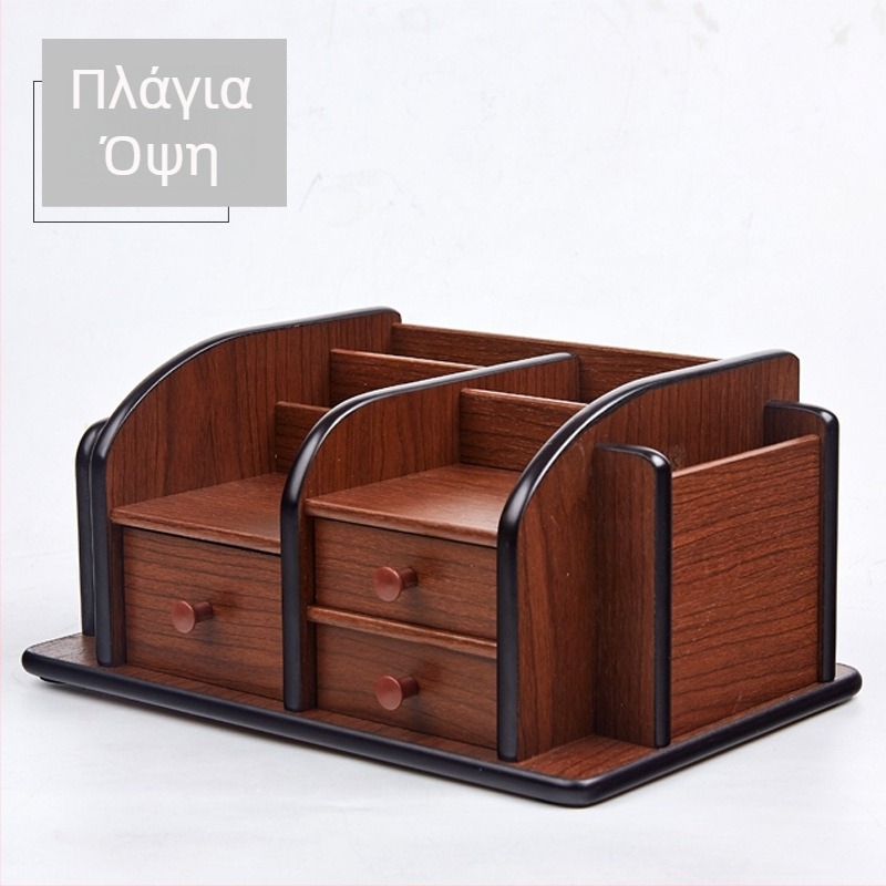 Huixing 1039 Ξύλινος Οργανωτής Γραφείου – Τετράγωνος Δοχείο για Στυλό και Θήκη Τηλεχειριστή