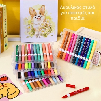 Σετ μαρκαδόρων ακρυλικών Lianxi, με μαλακό άκρο, μοντέλο 0109-11, 24 επιλογές ακρών, βασική συσκευασία