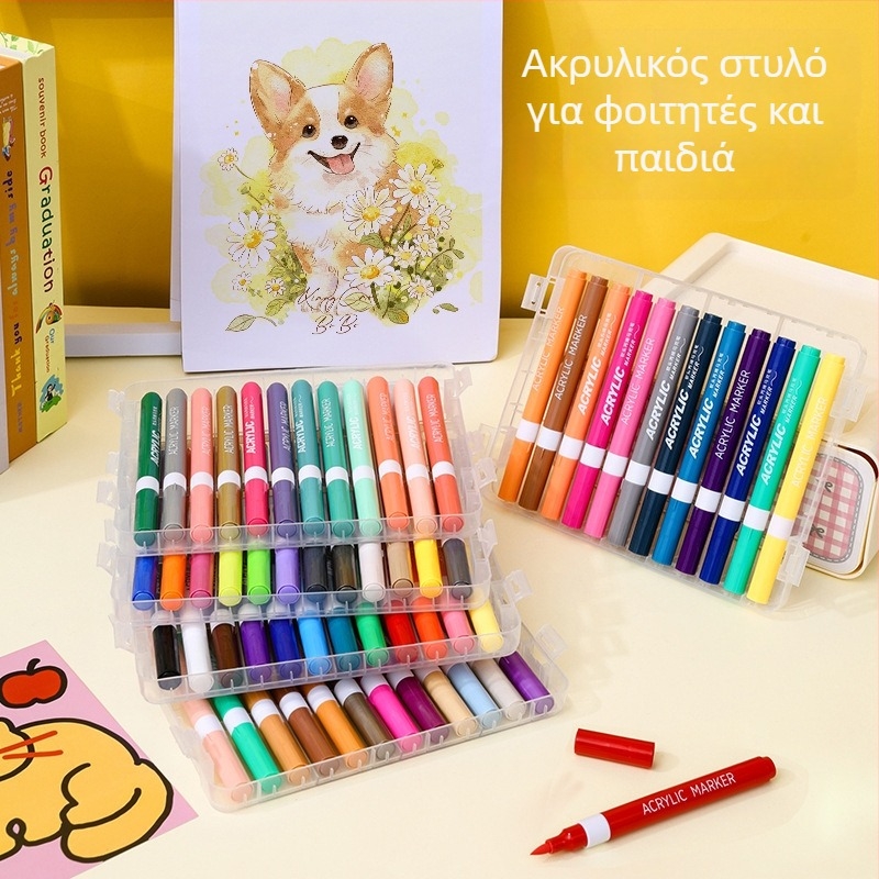 Σετ μαρκαδόρων ακρυλικών Lianxi, με μαλακό άκρο, μοντέλο 0109-11, 24 επιλογές ακρών, βασική συσκευασία