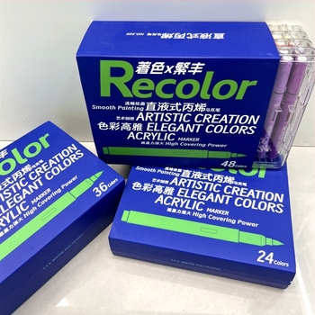 Fanfeng Direct Liquid Propylene Mark Pen με μαλακή άκρη πινέλου για ακουαρέλα, 48 άκρα, διαφανές κουτί συσκευασίας