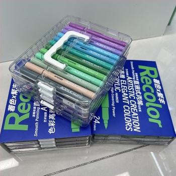 Fanfeng Direct Liquid Propylene Mark Pen με μαλακή άκρη πινέλου για ακουαρέλα, 48 άκρα, διαφανές κουτί συσκευασίας