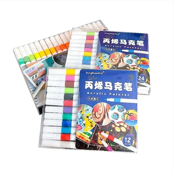 Σετ ακρυλικών μαρκαδόρων με γρήγορα στεγνώσιμο μελάνι ακουαρέλας και υπογραμμιστικό μαρκαδόρο