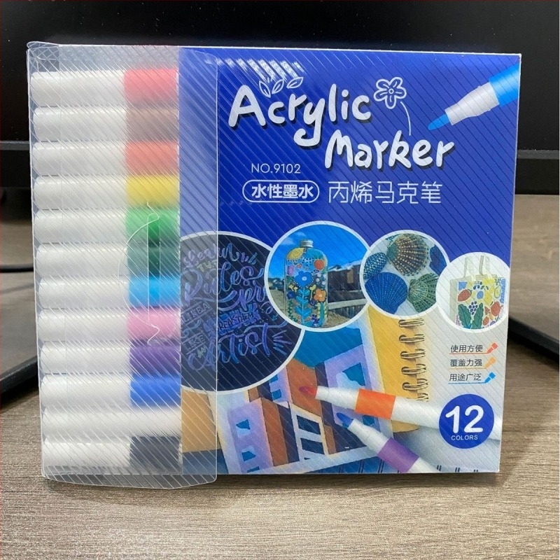 Σετ ακρυλικών μαρκαδόρων με γρήγορα στεγνώσιμο μελάνι ακουαρέλας και υπογραμμιστικό μαρκαδόρο