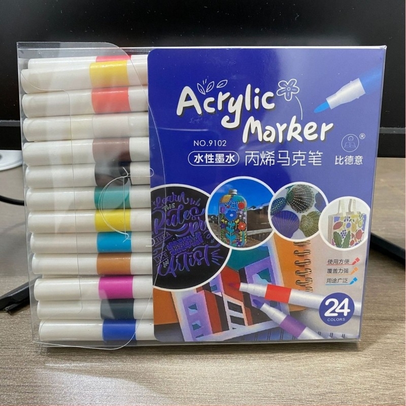 Σετ ακρυλικών μαρκαδόρων με γρήγορα στεγνώσιμο μελάνι ακουαρέλας και υπογραμμιστικό μαρκαδόρο