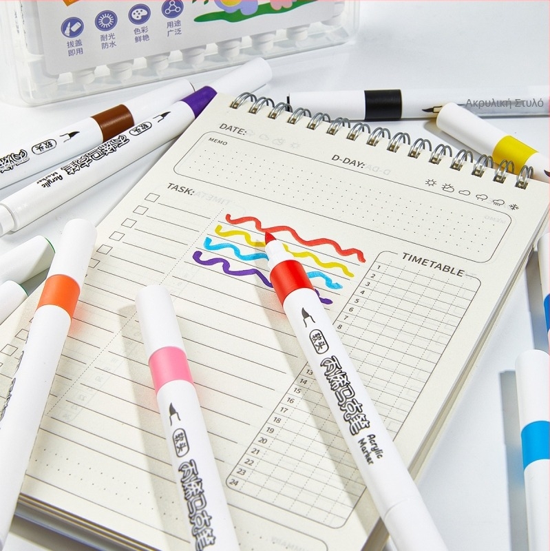 Ακρυλικός μαρκαδόρος με μαλακό άκρο, μεγάλης χωρητικότητας, ανθεκτικός στη διαρροή, για μαθητές, με επιλογή ετικέτας