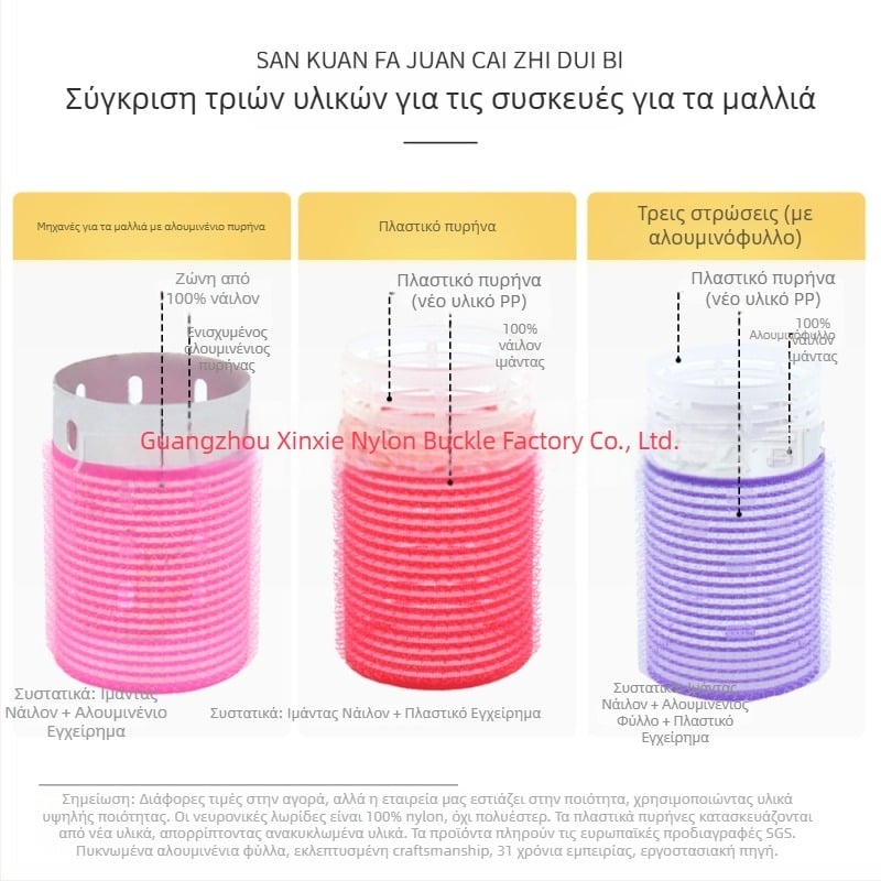 Αυτό-κολλητός κύλινδρος μαλλιών για φράντζες, μάρκα Xinxie curling barrel, υλικό: νάιλον + φύλλο αλουμινίου + νέος πλαστικός πυρήνας