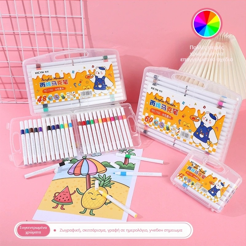 Μαρκαδόρος ακρυλικός με μαλακό άκρο για μαθητές και παιδιά – συσκευασία δώρου, αδιάβροχος, DIY ζωγραφική