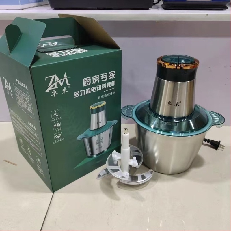 Ηλεκτρικός μύλος κρέατος με πρέσα σκόρδου και μίξερ ζύμης, χωρητικότητα 5–10 L, ανοξείδωτο ατσάλι, 5‑στάσεις ρύθμισης ταχύτητας, ημι-αυτόματο