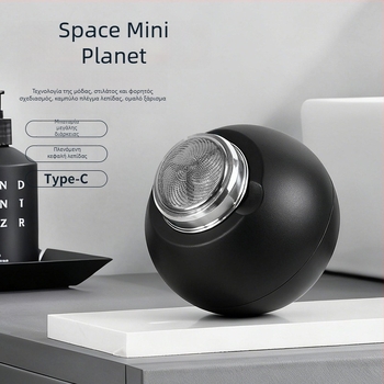 Ανδρική ηλεκτρική ξυριστική μηχανή με περιστροφική κεφαλή 3 λεπίδων, φόρτιση μέσω USB, αποσπώμενη και πλένεται κεφαλή, ενσωματωμένη μπαταρία 300–500 mAh, αυτονομία τουλάχιστον 60 λεπτά