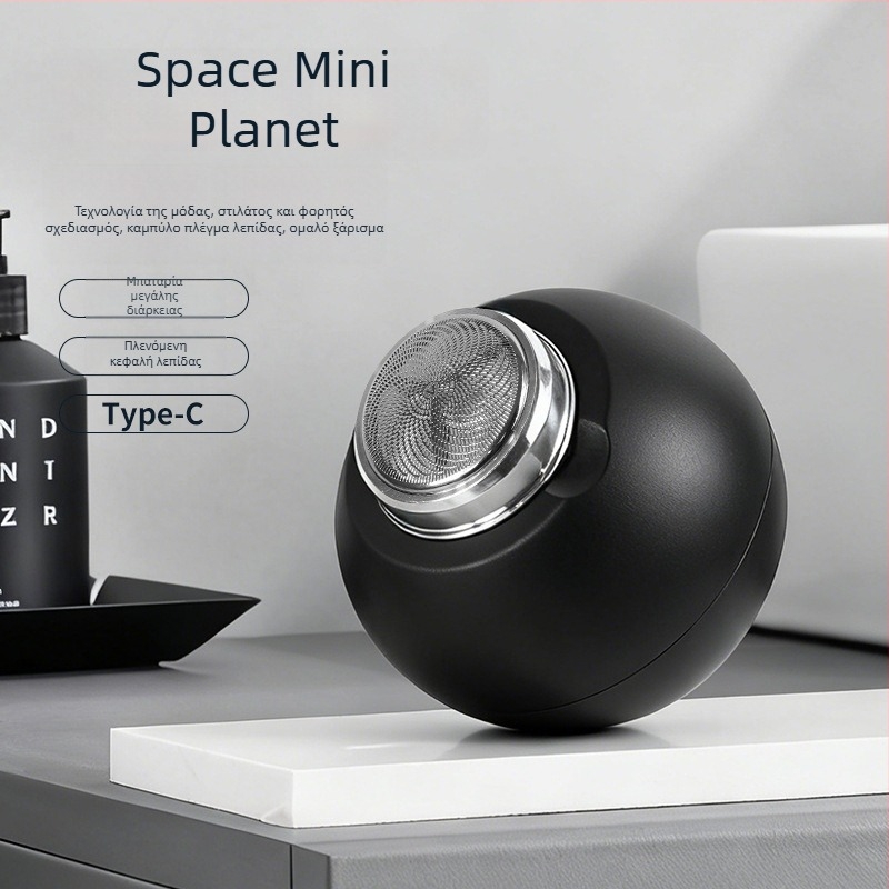 Ανδρική ηλεκτρική ξυριστική μηχανή με περιστροφική κεφαλή 3 λεπίδων, φόρτιση μέσω USB, αποσπώμενη και πλένεται κεφαλή, ενσωματωμένη μπαταρία 300–500 mAh, αυτονομία τουλάχιστον 60 λεπτά