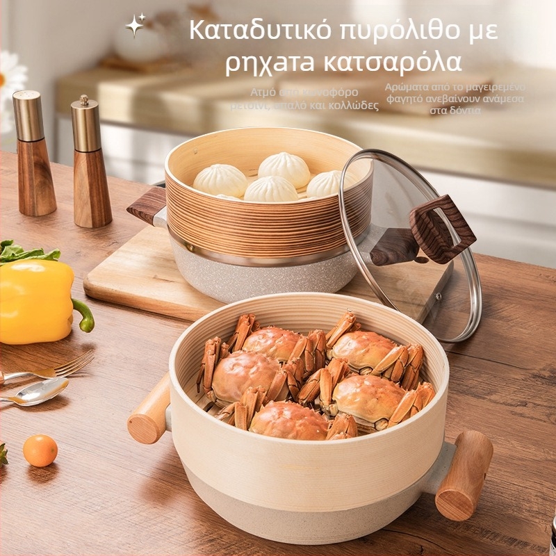 Sword διπλοεπίπεδη αλουμινένια ατμοθήκη με γυάλινο καπάκι, μοντέλο 804, βάθος 7 cm, αντικολλητικό