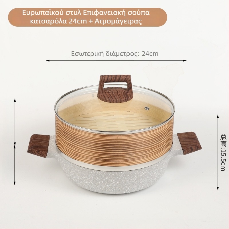 Sword διπλοεπίπεδη αλουμινένια ατμοθήκη με γυάλινο καπάκι, μοντέλο 804, βάθος 7 cm, αντικολλητικό