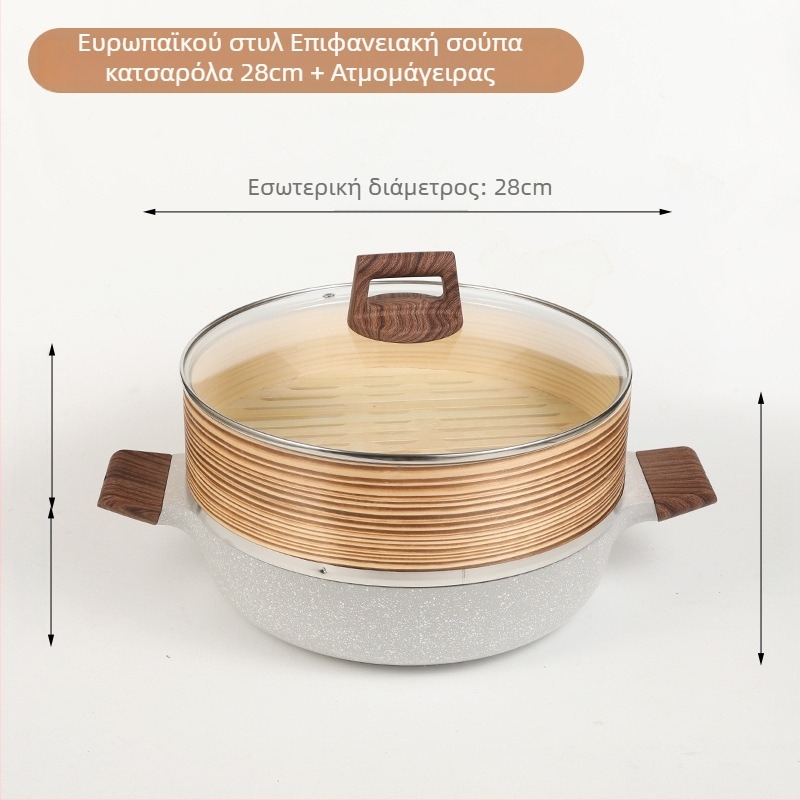 Sword διπλοεπίπεδη αλουμινένια ατμοθήκη με γυάλινο καπάκι, μοντέλο 804, βάθος 7 cm, αντικολλητικό