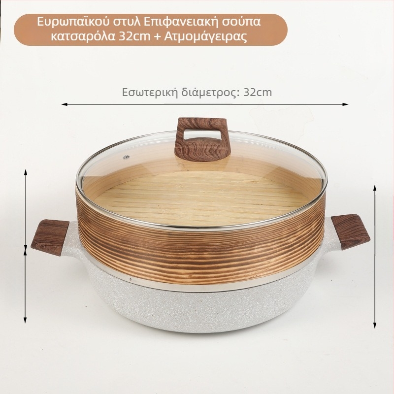 Sword διπλοεπίπεδη αλουμινένια ατμοθήκη με γυάλινο καπάκι, μοντέλο 804, βάθος 7 cm, αντικολλητικό