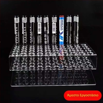 Θήκη γραφίδων επιτραπέζια με αποθήκευση σε σκαλοπάτια, διαφανές σχέδιο, θέσεις για στυλό και μαρκαδόρους (Υλικό: ρητίνη)