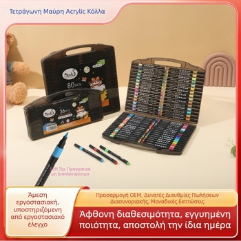 Dingdinghu Ακριλικοί μαρκαδόροι με μαλακή άκρη – σετ για τέχνη και DIY για παιδιά, βασική συσκευασία, 80 εφεδρικά μελάνια