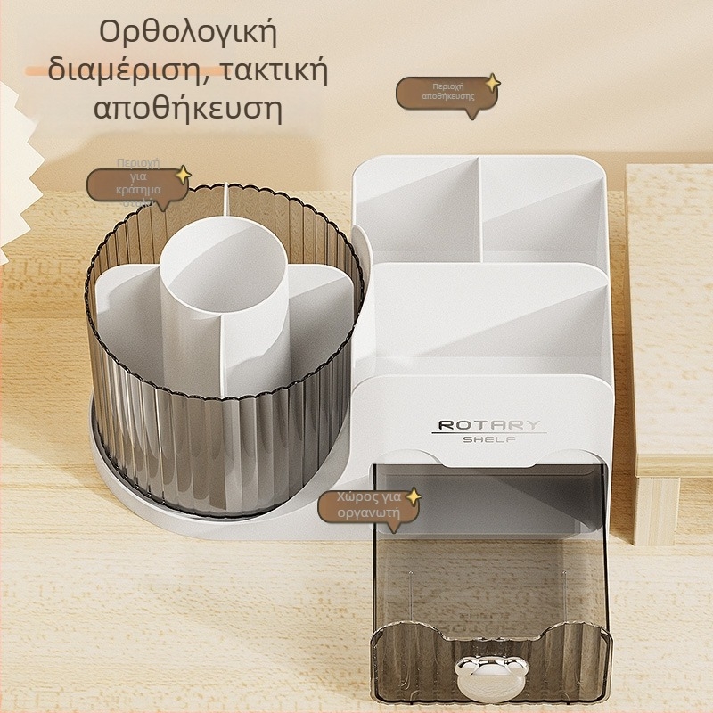 Περιστρεφόμενος κρατήρας γραφείου για στυλό, στρογγυλός σχηματισμός, υλικά PS/PP και μεταλλικά σφαιρίδια, μεγάλη χωρητικότητα αποθήκευσης γραφείου