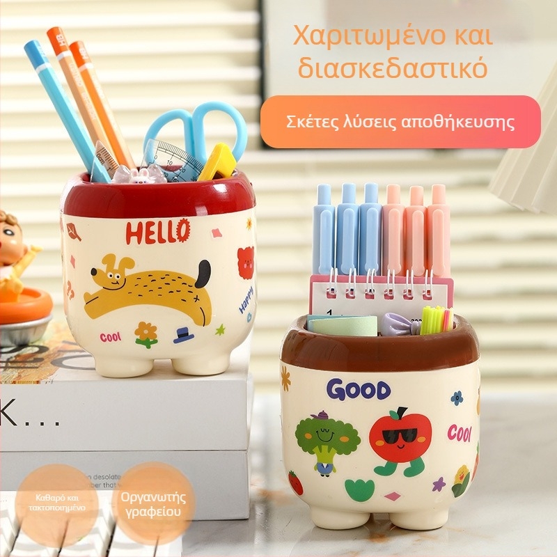 Wan Laixiang θήκη στυλό - κοριτσίστικος καρτούν σχεδιασμός, τετράγωνο PP πλαστικό γραφείο με διαχωρισμένα διαμερίσματα
