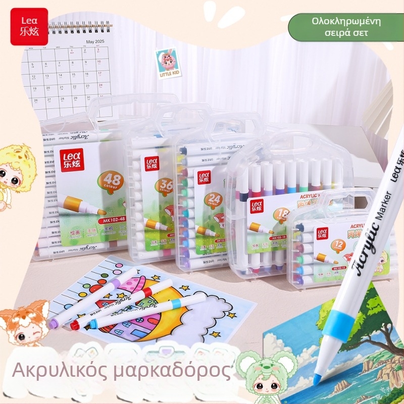 Lexuan σετ ακρυλικών μαρκαδόρων με κυκλικό άκρο, μεγάλης χωρητικότητας