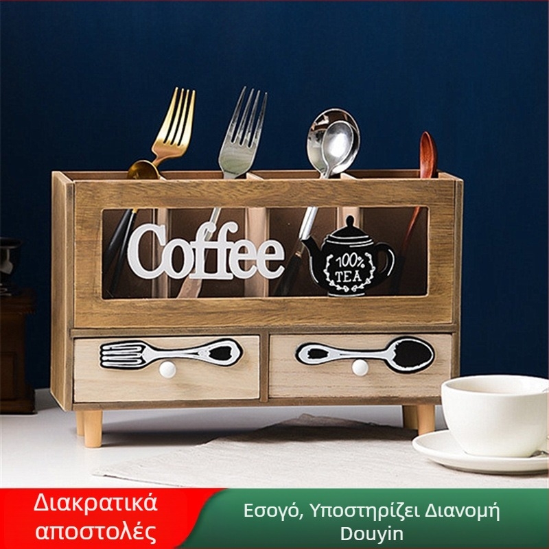 Κουτί αποθήκευσης γραφείου με διαχωριστικά συρταριού - ξύλινο, εκτυπωμένο μοτίβο, ιαπωνικό στυλ