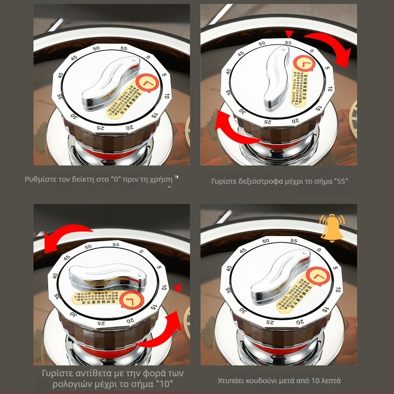 Τριών επιπέδων κατσαρόπα ατμού από ανοξείδωτο χάλυβα 304 με διαφανές καπάκι – συμβατό με επαγωγική εστία, πολυεπίπεδη βάση