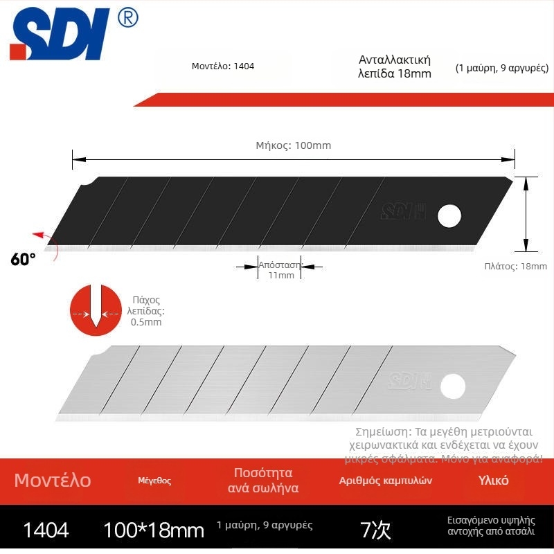 SDI 1404 κοπτικό μαχαίρι για ταπετσαρίες, από ατσάλι υψηλού άνθρακα, καθαρό βάρος 76 g