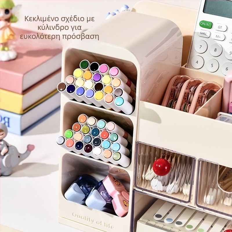 Συρταριζόμενος κάδος αποθήκευσης επιτραπέζιος με διαμερίσματα – 18 L χωρητικότητα, πλαστικό ABS+GPPS, πολυ-λειτουργικός οργανωτής γραφείου