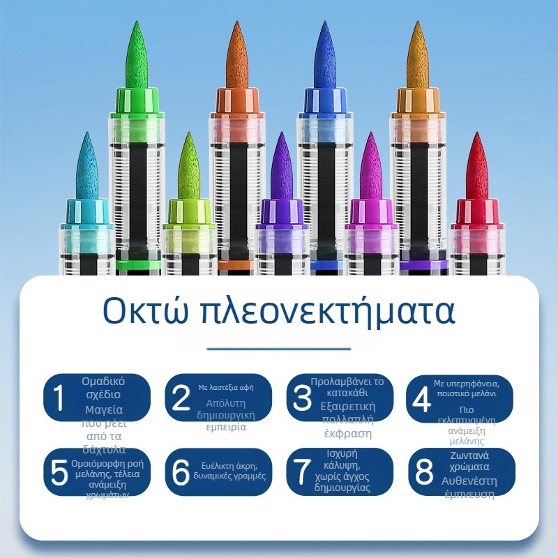 Σετ ακρυλικών μαρκαδόρων με μη διαρροή μελανιού, κυκλικό σώμα, μαλακή άκρη, με μελάνι σε βάση νερού και ευφυή έλεγχο μελάνης