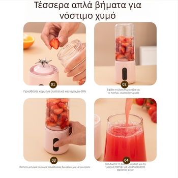 Φορητός Χυμοκόπτης Φρούτων με Ενσωματωμένη Μπαταρία και Ασύρματη Φόρτιση, 55W, 18001–20000 rpm, Χωρητικότητα 401–600 ml, Εσωτερικός Δοχείο από Borosilikat Γυαλί