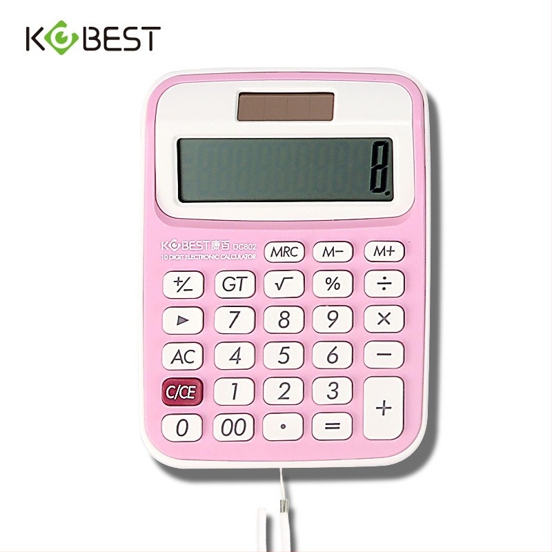 KOBEST Kangbai DC802 αριθμομηχανή με ηλιακή τροφοδοσία, οθόνη 10 ψηφίων, ακρυλικό περίβλημα, εκτυπωμένο λογότυπο, φορητή