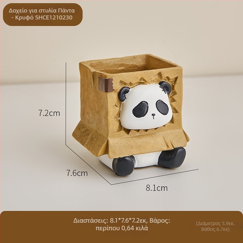 Θήκη για στυλό Panda – διακοσμητικό γραφείου από ρητίνη, μάρκα Yisheng, μοντέλο Shce1210227
