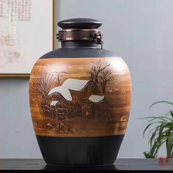 Jingdezhen ρετρό σφραγισμένη κεραμική κανάτα κρασιού με χιονισμένο τοπίο, οικιακό vintage στυλ – διαστάσεις 5 κιλά, 10 κιλά, 15 κιλά και 25 κιλά