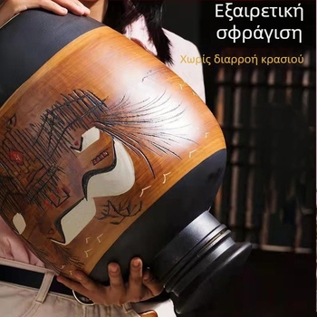 Jingdezhen ρετρό σφραγισμένη κεραμική κανάτα κρασιού με χιονισμένο τοπίο, οικιακό vintage στυλ – διαστάσεις 5 κιλά, 10 κιλά, 15 κιλά και 25 κιλά