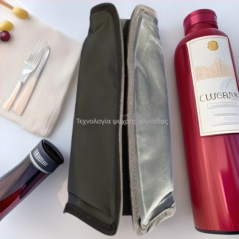 Θήκη ψύξης για φιάλη κρασιού με γέλη ψύξης, πολυεστερικό ύφασμα, επαναχρησιμοποιήσιμο - Crown Seal Gy-bjt003