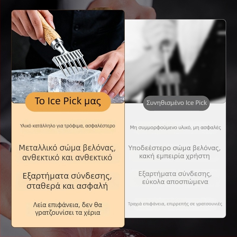 Κράμα αλουμινίου εργαλείο πάγου για κοκτέιλ, παγοκόπτης με έξι δόντια, κώνος πάγου, φίλτρο πάγου μπαρ και διαχωριστής νερού, εργαλείο μπαρ