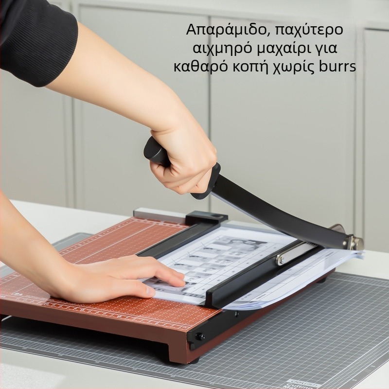 Deli χειροκίνητος κοπτήρας χαρτιού – ξύλινο σώμα, μοντέλο 8003/8004, μάρκα Deli, για κοπή