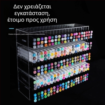 Ακρυλικός δέκτης αποθήκευσης μαρκαδόρων και οργάνωση – διαφανές σώμα, τετράγωνα διαμερίσματα για μαρκαδόρους και μολύβια; Μοντέλο 1; Εκτύπωση λογοτύπου: Διαθέσιμο; Χωρίς παραμετροποίηση