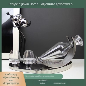 Σετ Καράφες Κρασιού – 5 τεμάχια, γυάλινα είδη σερβιρίσματος κρασιού, μοντέρνο μινιμαλιστικό στυλ, με λογότυπο