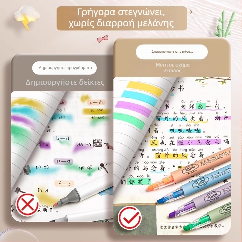 Deli S624 Φθοριώδης μαρκαδόρος επισήμανσης – πλαστικό σώμα, κεκλιμένη κεφαλή, συσκευασμένος σε κουτί