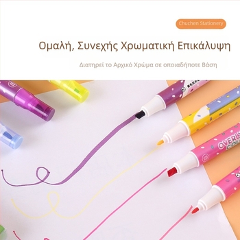 Διπλού άκρου 6‑χρωμος φθοριστικός μαρκαδόρος για μαθητές – χρωματικός marker για επισήμανση και ημερολόγιο