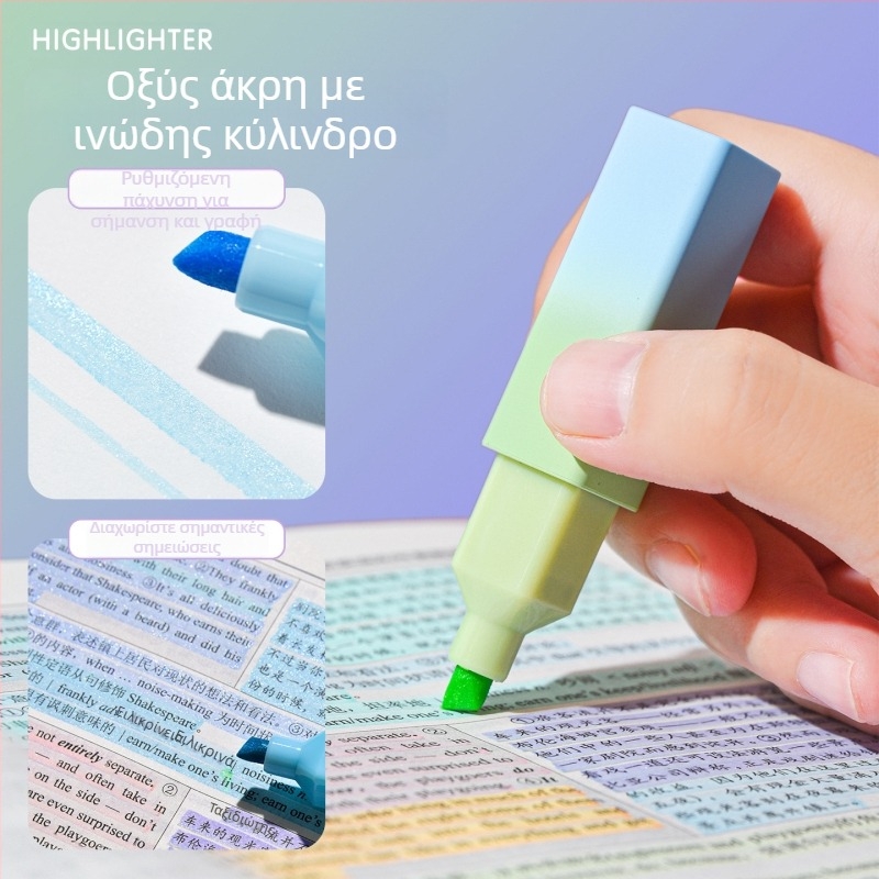 Φθορίζων μαρκαδόρος επισημάνσεων, κεκλιμένη κεφαλή, πλαστικό σώμα, μοντέλο 7292, σετ 3 τεμάχια