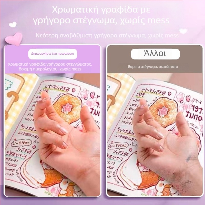 Chaopin Music πλαστικοί φθοριούχοι μαρκαδόροι για μαθητές δημοτικού – σετ 6 τεμαχίων σε κουτί, μονοπλεύροι, μη διαγραψιμοι, με μηχανισμό πίεσης κατά της ξήρανσης