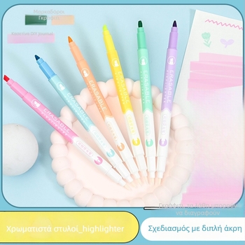 Υπογραμμιστής με σετ 6 χρωμάτων, μοντέλο WD-1085-6, πλαστικό περίβλημα, εκτύπωση λογότυπου, δυνατότητα ιδιωτικής ετικέτας