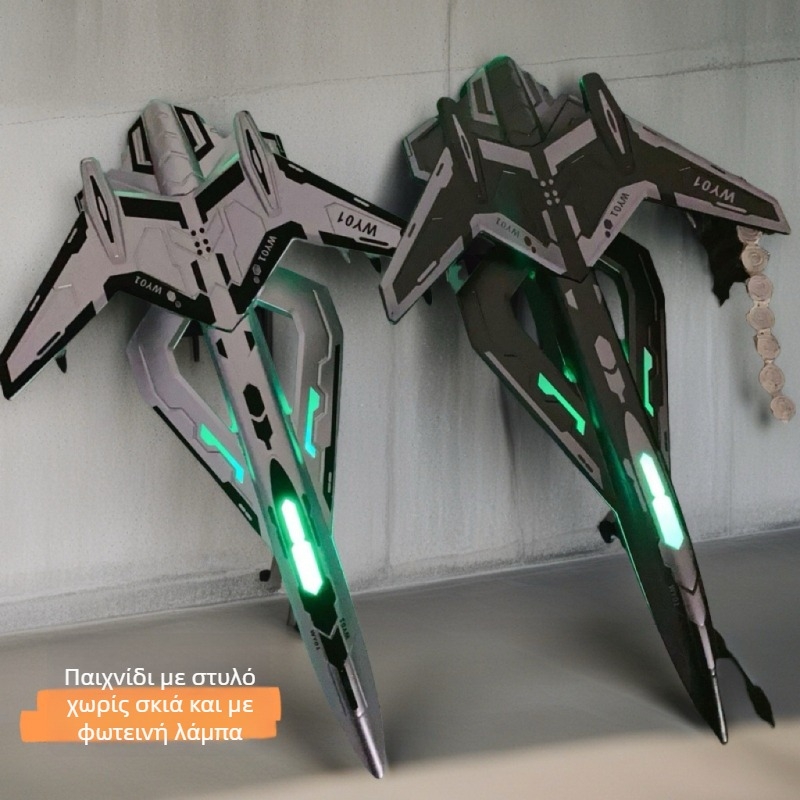 Stealth Fighter με φωτιζόμενο γέλη στυλό – μοντέλο αεροσκάφους, πλαστικό περίβλημα, αιχμηρή μύτη, καπάκι, συσκευασία σε κουτί, για παιδιά και μαθητές