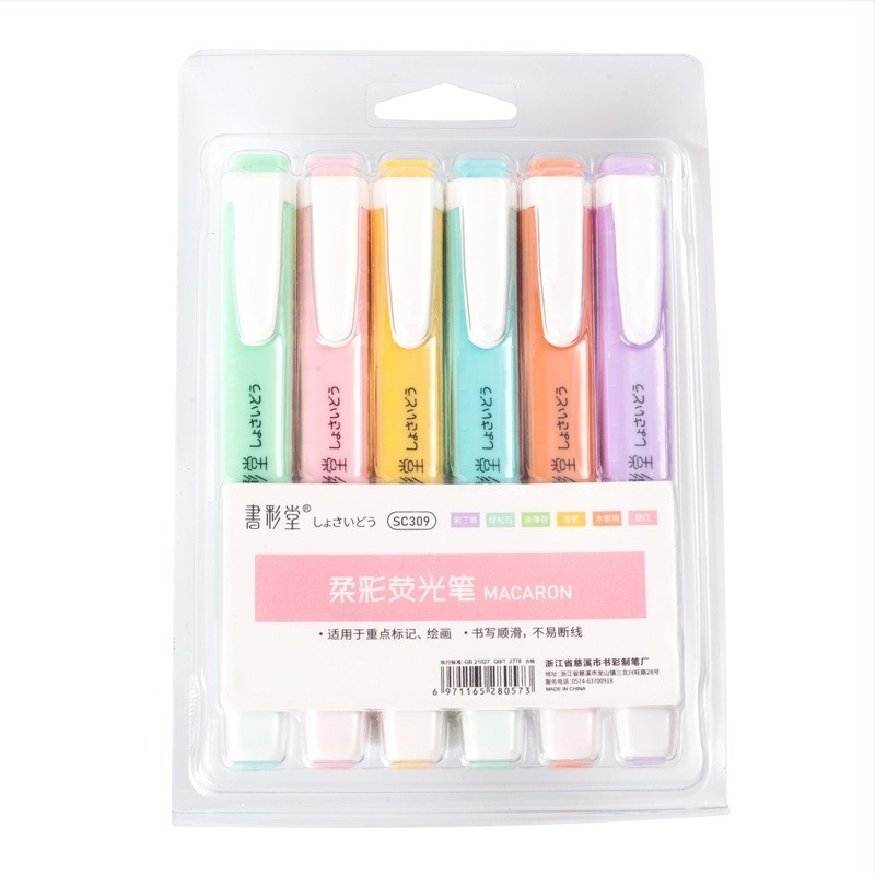 Σετ μαρκαδόρων φθορισμού 6 χρωμάτων για παιδιά, παστέλ αποχρώσεις για ημερολόγιο και ζωγραφική