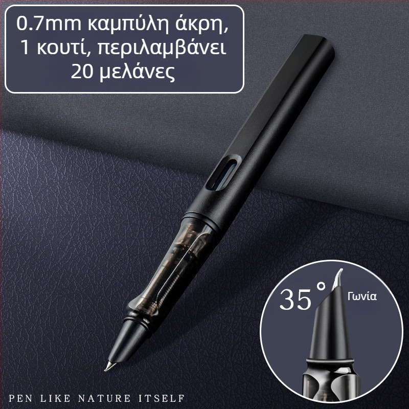 Φοιτητικό καλλιγραφικό στυλό με κυρτό ακρο, καλλιτεχνική μύτη, μεταλλικό περίβλημα, μοντέλο SJ-4870, σωληνάκι μελανιού