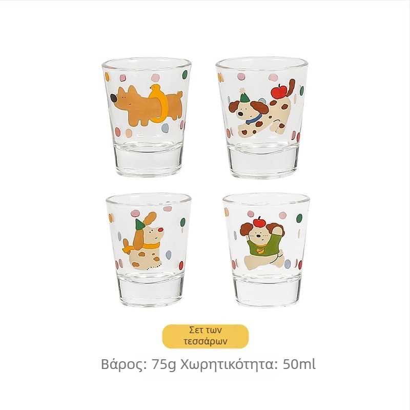 Σετ ποτηριών για soju, 4 τεμάχια, γυάλινο υλικό, χωρητικότητα 1–100 ml, γλυκό στυλ, δυνατότητα εκτύπωσης λογοτύπου